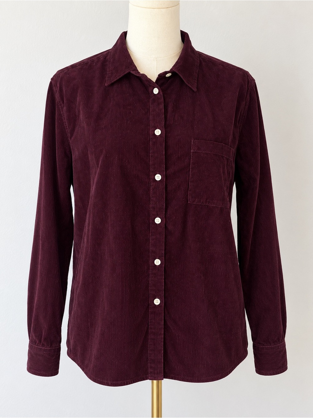 LOFT Deep Plum Corduroy Button Down Shirt 100% Cotton Size Medium